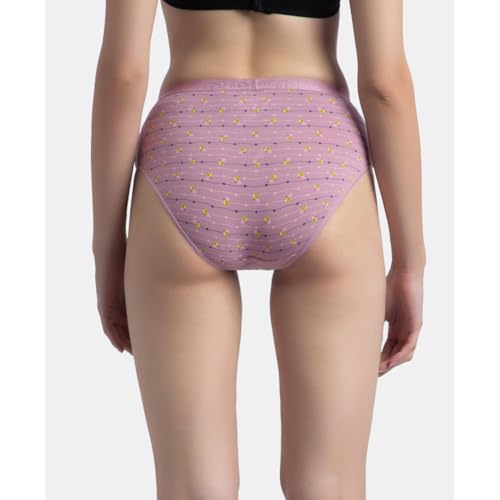 Image of Jockey 3006 Women High Coverage Super Combed Cotton Elastane Stretch Mid Waist Hipster with Exposed Waistband (Pack of 3, Colors & Prints May Vary)
