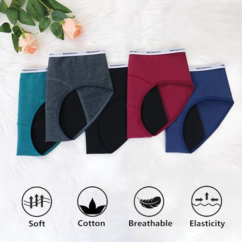 Nalwort Womens Period Underwear Menstrual Period Panties Postpartum Cotton Panties 5 Pack3