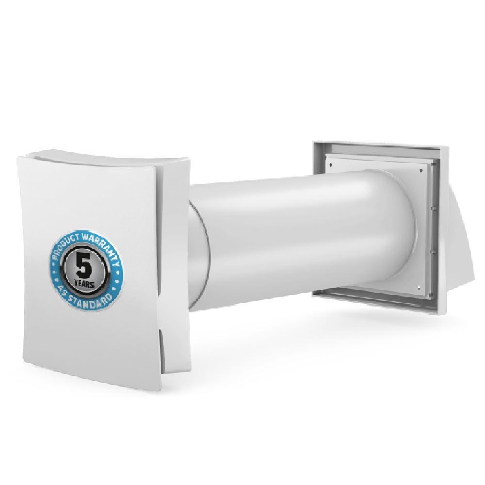 Dryzone® Sistema di Ventilazione Passiva con Filtro (100 mm, Bianco) | Griglia di Aerazione da Parete con Flusso d'Aria Regolabile | Riduce Condensa e Muffa | Condotto Telescopico | Senza Collegamento