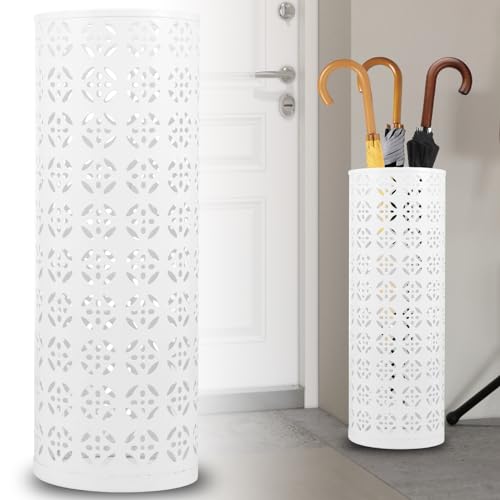 Metal Umbrella Stand - Round Storage Rack and Freestanding Organizer Bin for Home, Office, Hotel Entryway - 5.916.5