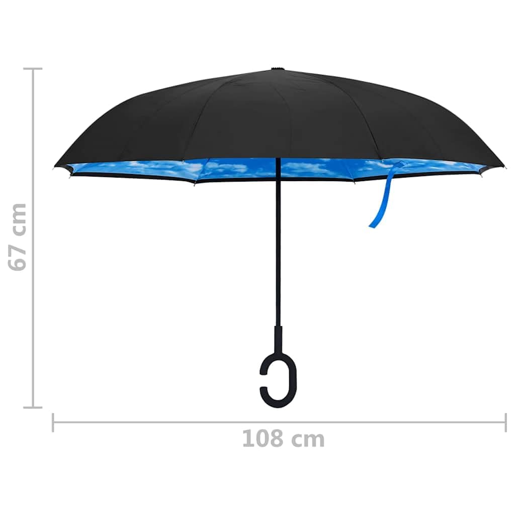 Parapluie à poignée en C Noir 108 cm, léger et Compact, idéal pour Voyage, Maison ou Jardin, avec Tissu résistant à l’Eau, Baleines en Fibre de Verre, pour Pluie, Vent ou randonnée