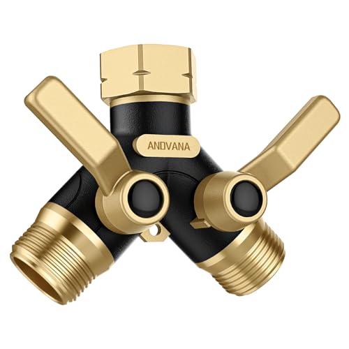 Hose Splitter 2 Way Heavy Duty Garden Hose Splitter- Full Metal Body Y Type with Dual Shut Off Valves 3/4 Standard Threads Leak-Proof Dual Outlet Splitter for Sprinklers and Irrigation Systems