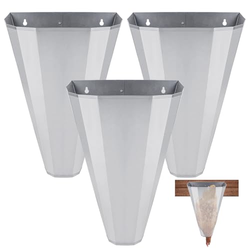 Poabalyee Medium Size Chicken Cone Galvanized Steel Poultry Restraining Cone for Chicken Broilers Roasters Turkeys Up to 8 Pounds Flat-Back Poultry Killing Cone Easy to Clean (3 Pack)