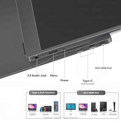 Image of helett LogicView lite 15.6 inch Portable Monitor | A+ Grade FHD 1080p IPS Display | 250 Nits | Ultra Slim 7mm Design | Type-C & Mini HDMI | Built-in Speakers | Laptop, PS5 & Phone Compatible