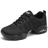 Hiuzylqx Scarpe da Jazz da Uomo e da Donna, Scarpe da Ginnastica da Ballo Traspiranti con Lacci, Scarpa da Ballo in Linea per Jazz, Street Jazz, Allenamento di Danza,Nero,45 EU