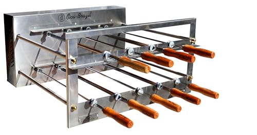 Brazilian BBQ Charcoal Grill - 09 Skewers - Rotisserie System - Oca-Brazil