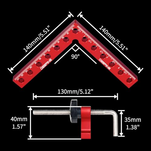 DEEFIINE 90 Degree Positioning Squares Right Angle Clamps 5.5" x 5.5",Aluminum Alloy Woodworking Carpenter L-Type Corner Clamping Tool for Picture Frames, Boxes, Cabinets or Drawers (4) - 5