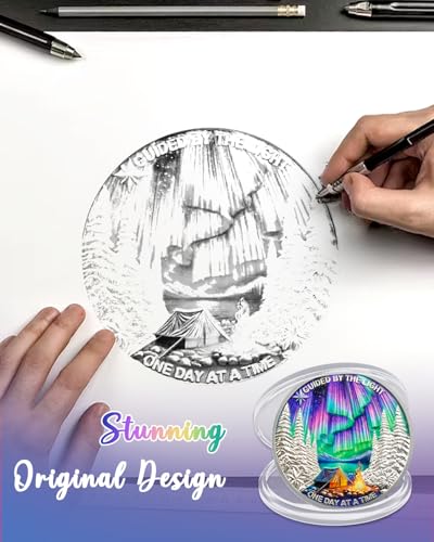 Image of CHURYUML One Day at a Time 38 Year Sobriety Coin - Guided by The Light Sober Chip, AA Coins Recovery Medallions Alcoholics Anonymous Token Sobriety Gifts for Women & Men Celebrating Milestones