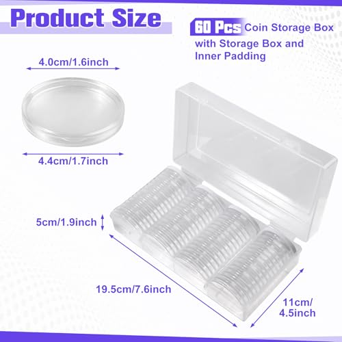 60 Cápsulas para Monedas de 40mm con Caja de Almacenamiento miniatura 2