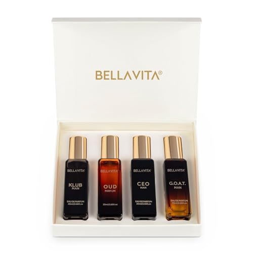 Luxury Long-Lasting Men Gift Set | 4x20ml Premium Perfumes for Men | Woody, Citrus & Oud Scents | Gift for Him