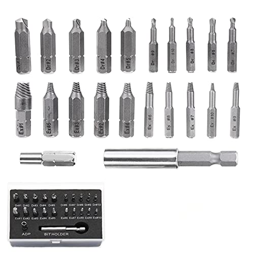 Screw Extractor, Screw Extractor Set, Bolt Extractor Set, Damaged Screw Extractor Set, All-Purpose Hss Bolt Extractor Screw Remover Set with Magnetic Extension Bit Holder, 22pcs