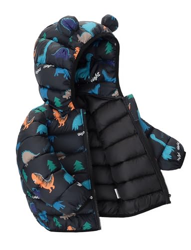 Happy Cherry Infant Baby Cuet Cartoon Prints Winter Jacket Bear Ear Hood Warm Puffer Coat 6M-4T3