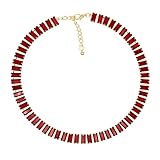 Crystal Rhinestone Choker Collar Necklace for Women Emerald Statement Piece Sparkly Colorful Crystal Neck Gold Chain Necklace (Gemstone crystal red)