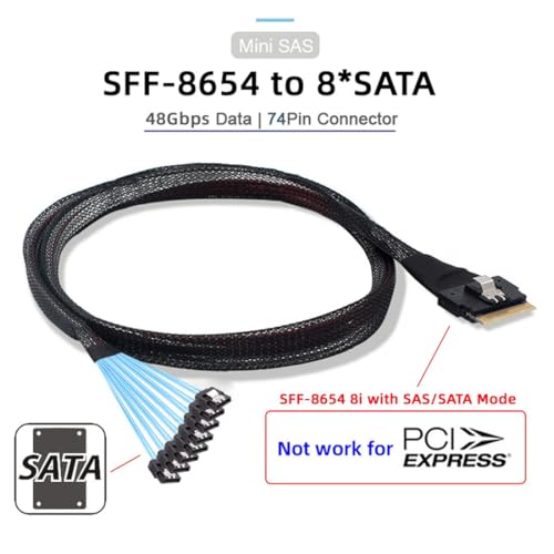 Cable SlimSAS Host/RAID a SATA 0.5M Negro miniatura 2