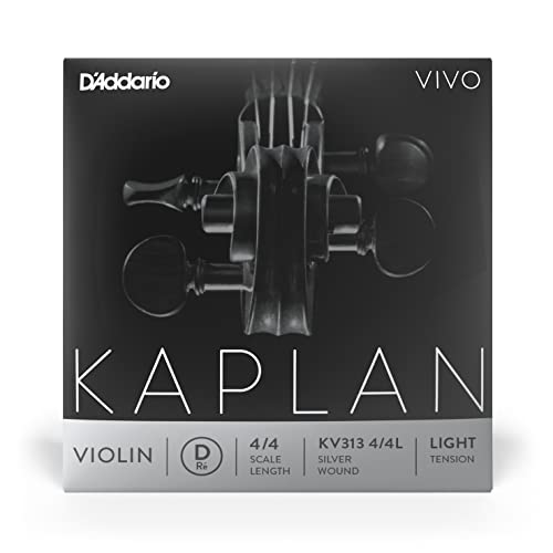DエAddario Kaplan Vivo Violin D String, 4/4 Scale, Light Tension, KV313 4/4L