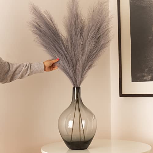 Pampas Decorative Alte, Fiori Finti Per Decorazioni, Piume Decorative, Erba Della Pampas, Rami Decorativi Per Vaso alto, 100 cm Grigio 3pcs, Piante Finte Da Interno