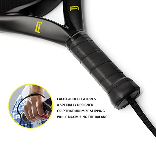 Padel Racket Carbon Fiber Surface With Eva Memory Flex Foam Core Padel Tennis Racquets Lightweight (Yellow 2Pcs) #TOP3