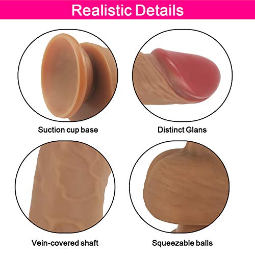 9 Inch Realistic Dildo Lifelike Dick for Woman with Strong Suction Cup Hands Free, Waterproof Adult Toys - Flesh Color - Thumbnail 7