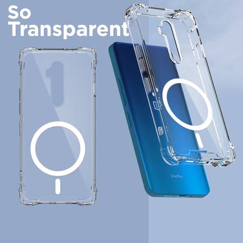 Image of Pikkme Back Cover for OnePlus 7T Pro Mag-Safe Shockproof PC + TPU Protective Case Magnetic Support Bumper Case (Transparent Mag-Safe)