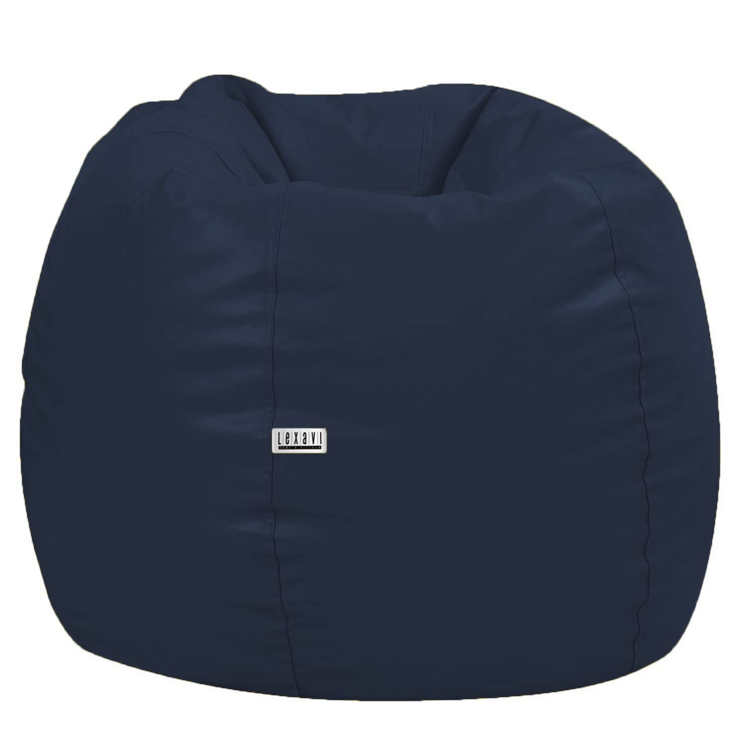 LEXAVI Brand - 4XL Combo Bean Bag with Foot-Rest Cover/ Without Beans - (Navy, Faux Leather) 3