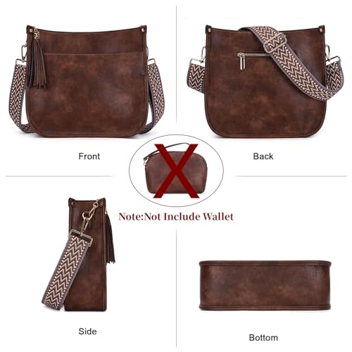 Image of HKCLUF Crossbody Bag Purse for Women 2PCS /Set Leather Hobo Handbag Wallet Set With 2Adjustable Guitar Strap Shoulder Bag | Purse