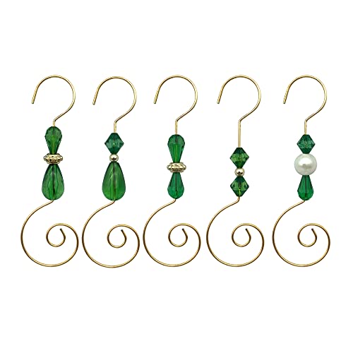 Christmas Ornament Hooks - Gold Wire Hooks, Acrylic Jewelry Hooks With Christmas Tree Ornament Hooks-30 Pk (Green) #TOP13
