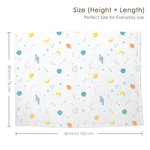 Image of Outer Space Baby Blankets for Boys, Soft Nursery Minky Blankets with Muslin and Dotted Fleece Back 30x40 inches, Receiving Bed Quilt for Newborn, Infants, Toddlers
