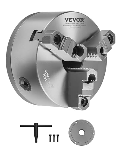 VEVOR 3-Jaw Lathe Chuck, 6 Inch (160 mm), Self-Centering Chuck with 1 1/2 in-8 Threaded Backing...