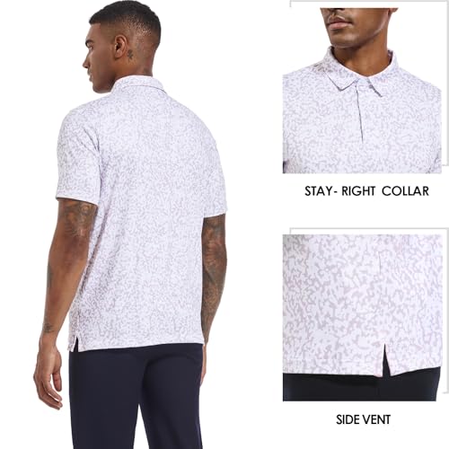 Camiseta polo para hombre de golf con estampado, manga corta, cuello cerrado, UPF 50+, transpirable y ligera miniatura 5