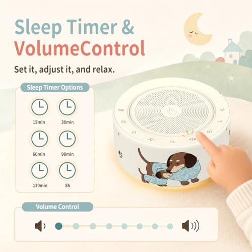 Image of Kipcush White Noise Machine for Baby & Adults, Sleep Sound Machine with 30 Soothing Sounds, 8-Color Night Light, Memory Function, White Noise for Sleeping, Nursery, Office, Travel, Relaxation