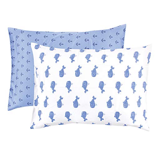 Image of Hudson Baby Unisex Baby and Toddler Cotton Toddler Pillow Case, Blue Whale, One Size