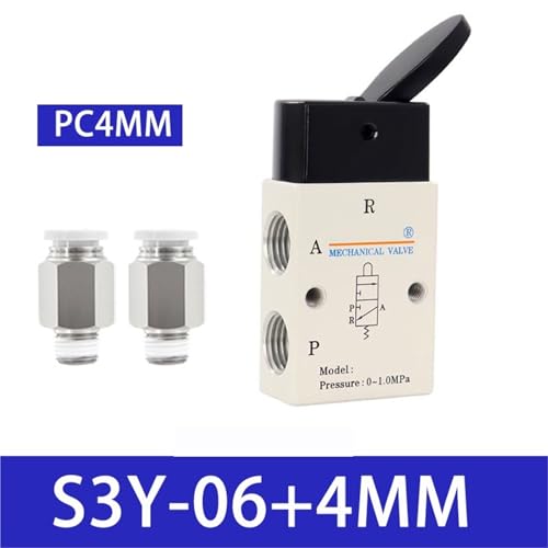 Vanne pneumatique S3Y-06 4mm à commande par bascule manuelle - 3