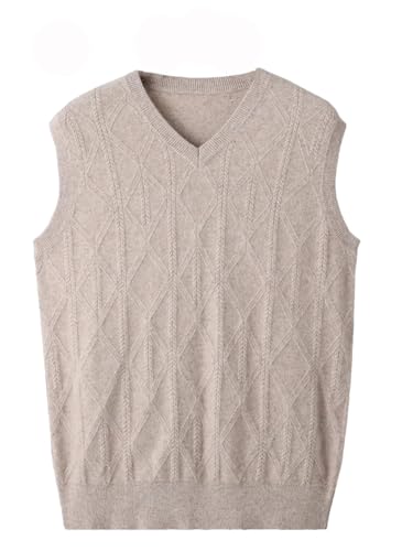Men’S Thick V-Neck Sweater Vest in Soft Wool Blend Sleeveless Pullover Knit Waistcoat