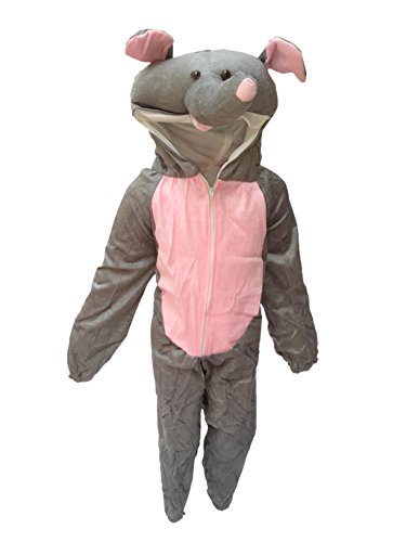 Kaku Fancy Dresses Fleece Elephant Wild Animal Costume For Kids - Grey, 7-8 Years|Animal Fancy Dress For Boys & Girls