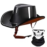 Personality Vintage Motorcycle Helmet Western Cowboy Hat Lightweight Motorcycle Half Helmet for Men Women Adult Open-Face Motorcycle Helmet with Quick Release Buckle DOT Approved, L(59-60cm)