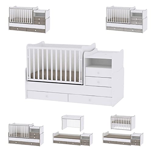 LORELLI Lit bébé évolutif Combo 3en1 Blanc