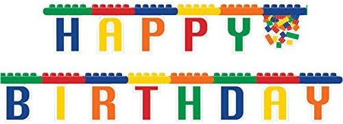 Creative Converting Building Block Party Jointed Banner , Multicolored , 7' 4" -,315260