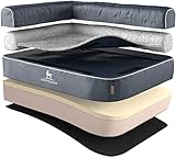 Hochwertiger Markenartikel Knuffelwuff Orthopädisches Eck Hundebett Grau Arizona waschbar Hundesofa Hundekorb Hundekörbchen orthopädisch Lehne Links - 100 x 70cm XL