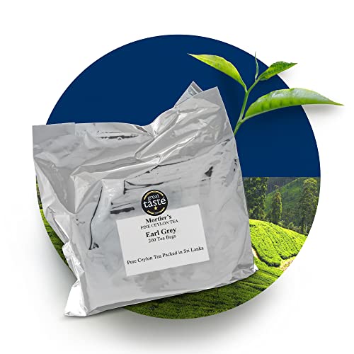 Mortier’s Earl Grey Tea Bags, Premium Black Tea with Bergamot Oil, Pure and Unblended Ceylon Tea, Handpicked and Traditionally Made in Sri Lanka, 400 Grams, 200 Earl Grey Tea Bags, Mortier’s Tea
