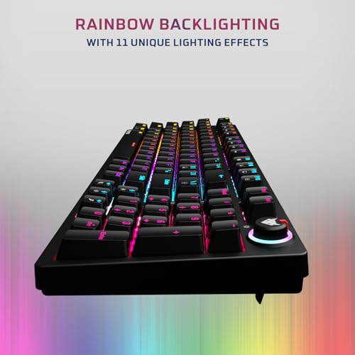 Image of EvoFox Katana X2 FS Mechanical Gaming Keyboard | 3‑Pin Replaceable Clicky Blue Switches, Dynamic Backlighting, All Keys Anti‑Ghosting, Volume Knob, Copilot, Xbox Gamebar, Screenshot & More (Black)