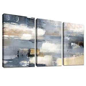 HALFLEMART 3 Pcs Cadre en bois Impression sur Toile Abstrait Mur Art Image sur Toile Peinture Affiche Image Tableau Decoration Murale Salon Maison Décorations Prêt À Accrocher 90x40cm(12″x16″x3pcs)