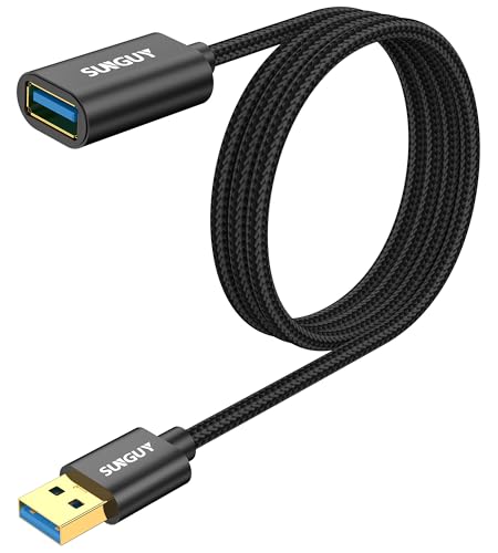 SUNGUY 5Gbps USB 3.0 延長ケーブル 3フィート USBエクステンダー A オス-メスコード 編組高データ転送 Xbox、ハードドライブ、ウェブカメラ、USBキーボード、マウス、フラッシュドライブ、Oculus VR、ブラックの商品画像（Amazon）