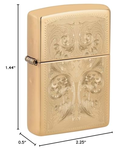 Zippo Lighter: Ornate Design Engraved - High Polish Brass 81393