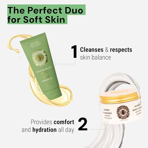 Image of Panier des Sens Sweet Almond Body Wash, French Shower Gel, 6.8 fl oz | Vegan Body Wash | 96% Natural-Origin Ingredients | Gentle Daily Cleansing | Long-Lasting Fragrance | Soft Skin Feel