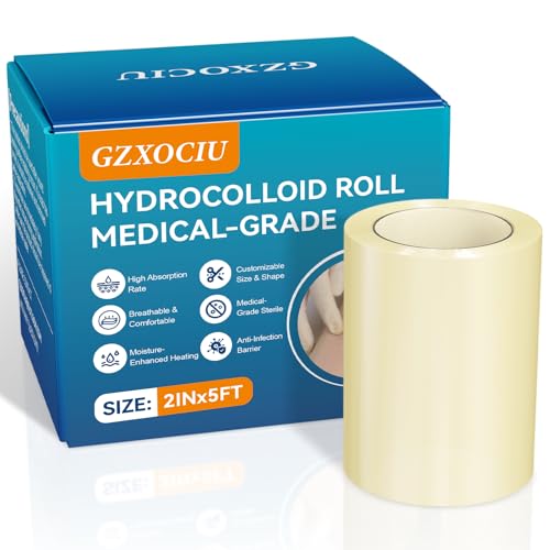 GZXOCIU Hydrocolloid Bandages Roll: 2in x 16ft Ultra Adhesivas Absorbent Waterproof Large Hydrocolloid Patches for Wound Care Hydro Seal Wound Healing Dressing Bandaid Tape (2in x 5ft)