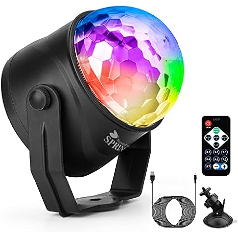 Disco Party Ball Lights, Sound Activated Party Lights with Remote Control USB Cable and Suction Mount 7 Color RGB Dance Disco Strobe Light for Car Kids Birthday Parties Xmas Wedding(1 Pack) Cover