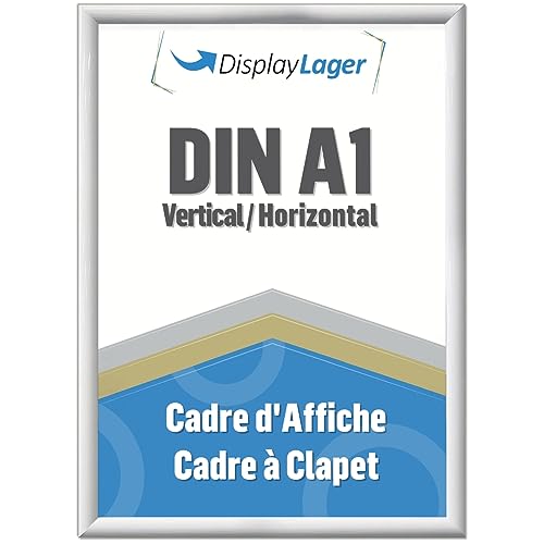 DisplayLager, qualité danoise - Cadre encliquetable A1 blanc avec profil en aluminium de 25 mm, vitre de protection antireflet, matériel de fixation