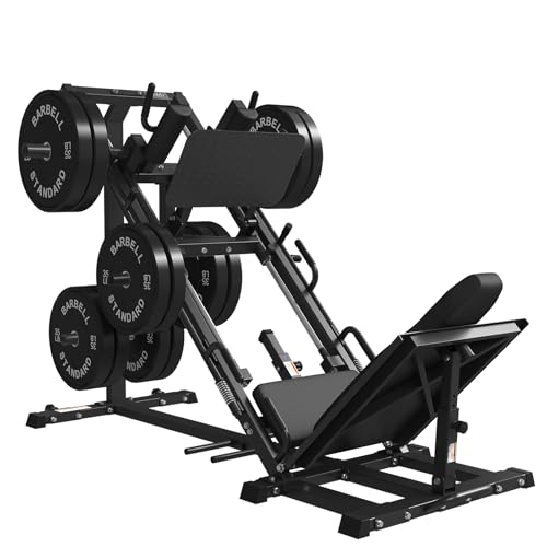 GMWD Leg Press Hack Squat Machine Combo, Leg Press Machine with Linear Bearing, Lower Body with Weight Storage for Quads, Hamstring, Glutes, Home Gym Exercise Equipment with 230B Plates-Black