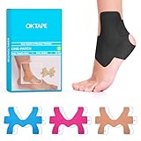 OK TAPE Precut Kinesiology Ankle Tape, 10 Pcs, Pain Relief, Prevent Ankle Sprain, Provide Support for Ankle Ligament, Elastic Athletic Tape, Breathable Kinetic Tape for Daily use - Black