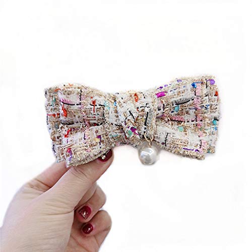 LYDZTION Pearl Hair Clip Bow Hairpin Large Hair Clip Elegant French Barrettes Hair Clasps Accessories Women,Beige